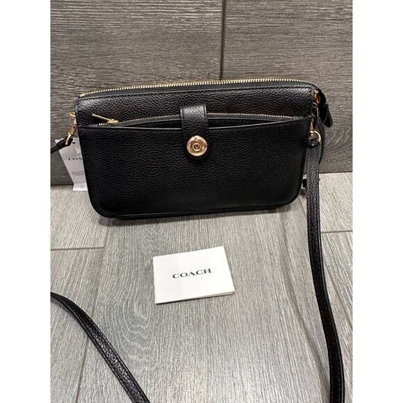 COACH Bella Pop-Up Messenger Pouch Crossbody Clutch Wallet Black - Picture 1 of 13